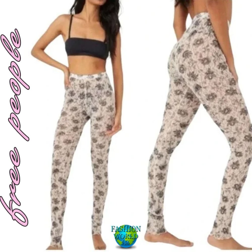 NWT Free People Intimately Layered In Lace Leggings In Chamoix Combo